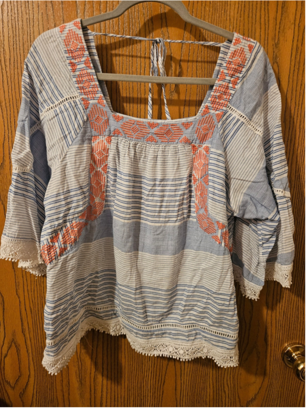 Women's Democracy Striped Embroidered Blouse size XL